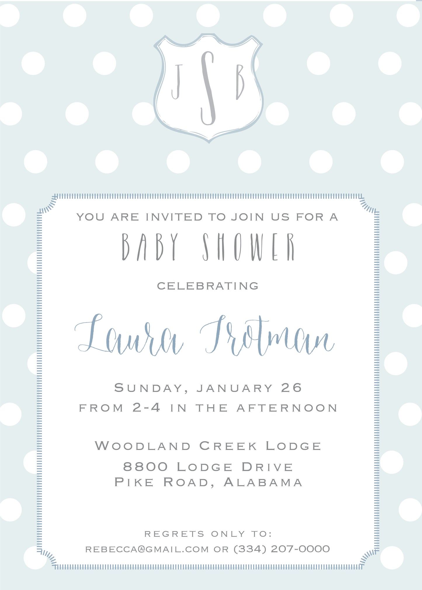 Polka Dot Crest Invitation
