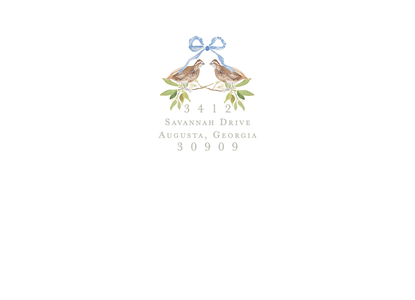 Southern Quail & Pine Birth Announcement