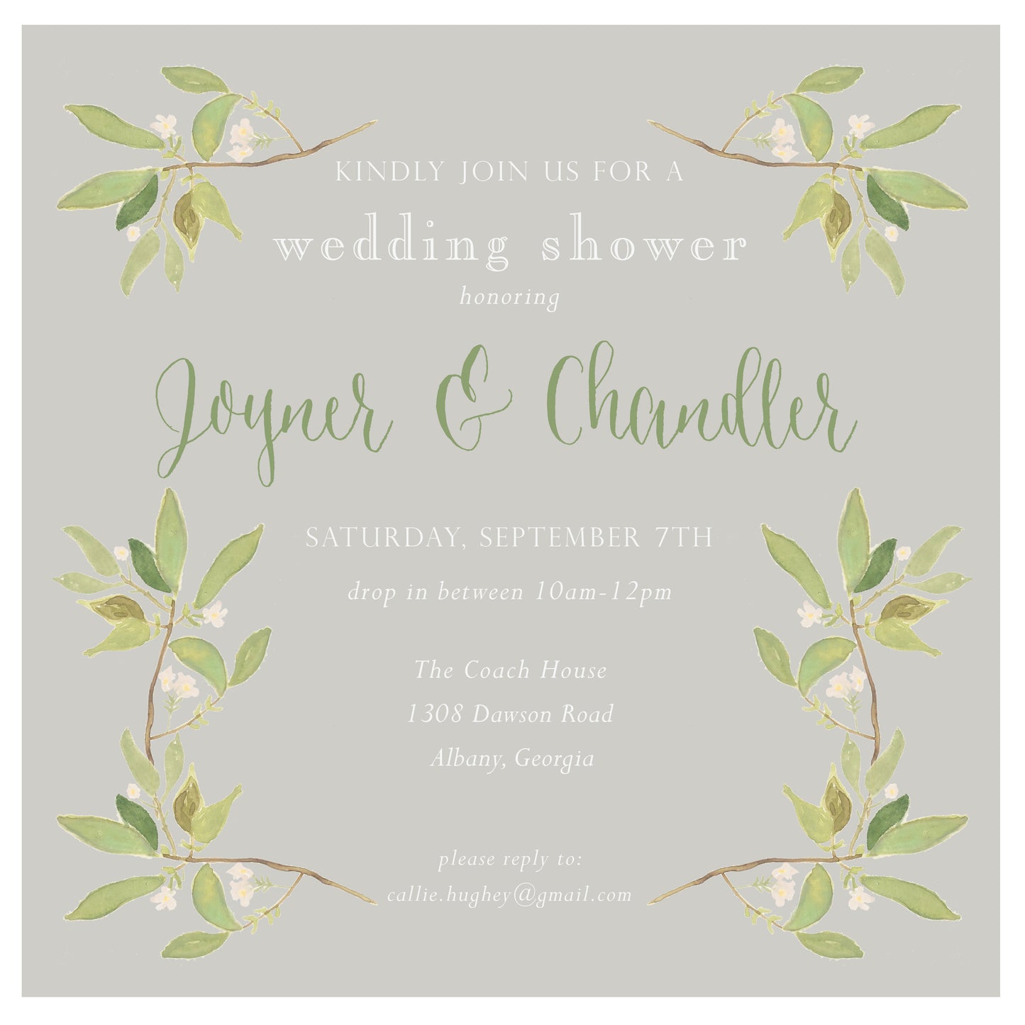 Dogwood Square Invitation with Colored Background