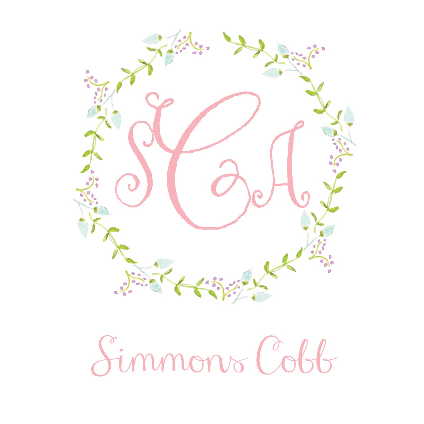 Monogram Flower Wreath Enclosure Card
