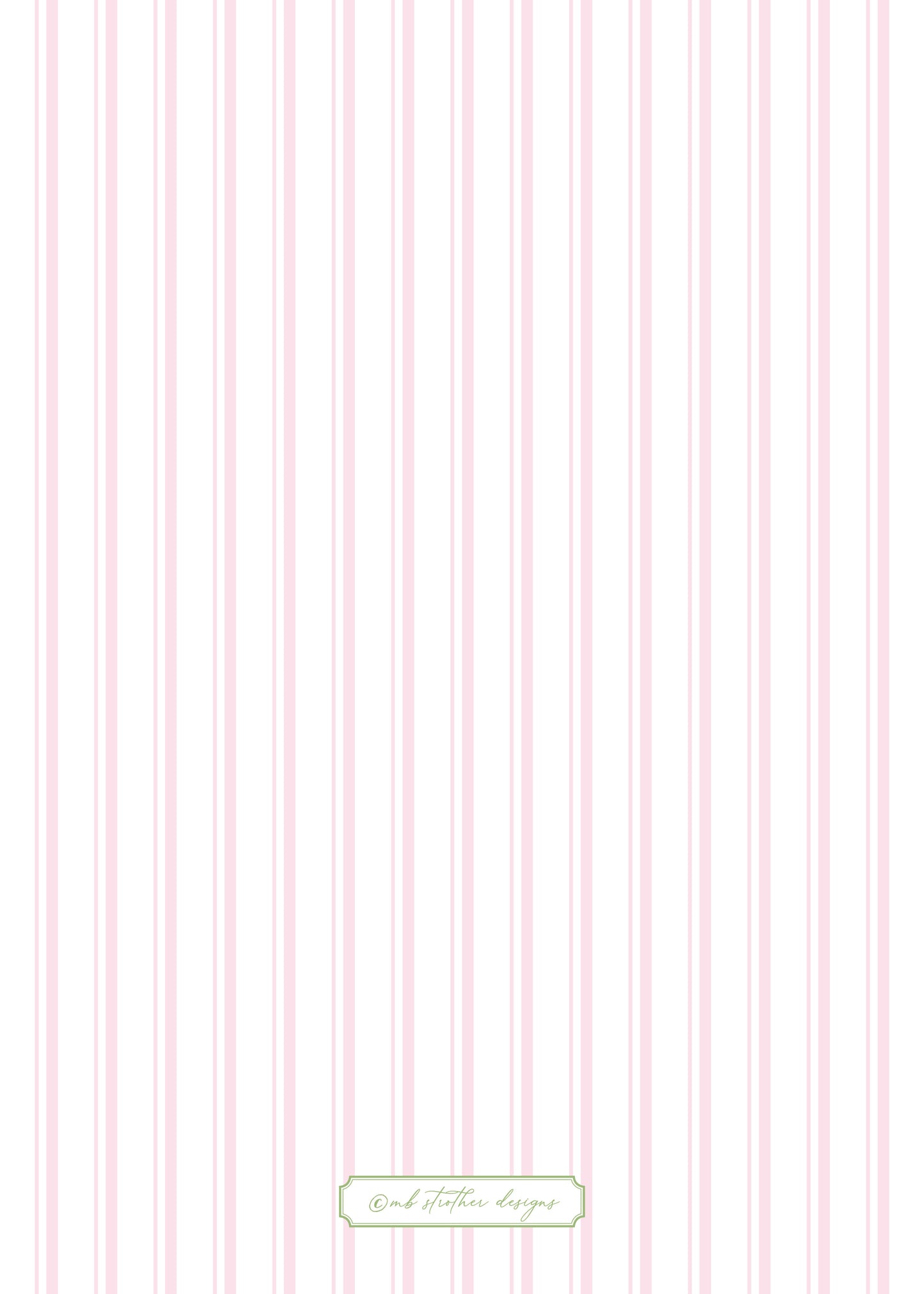 Sweet Pink Ticking and Watercolor Ribbon Invitation