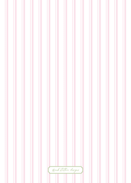 Sweet Pink Ticking and Watercolor Ribbon Invitation