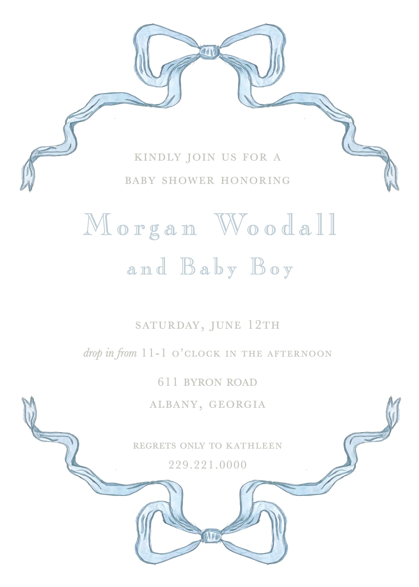Watercolor Blue Ribbon Invitation