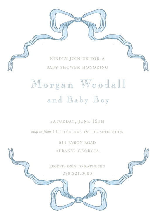 Watercolor Blue Ribbon Invitation