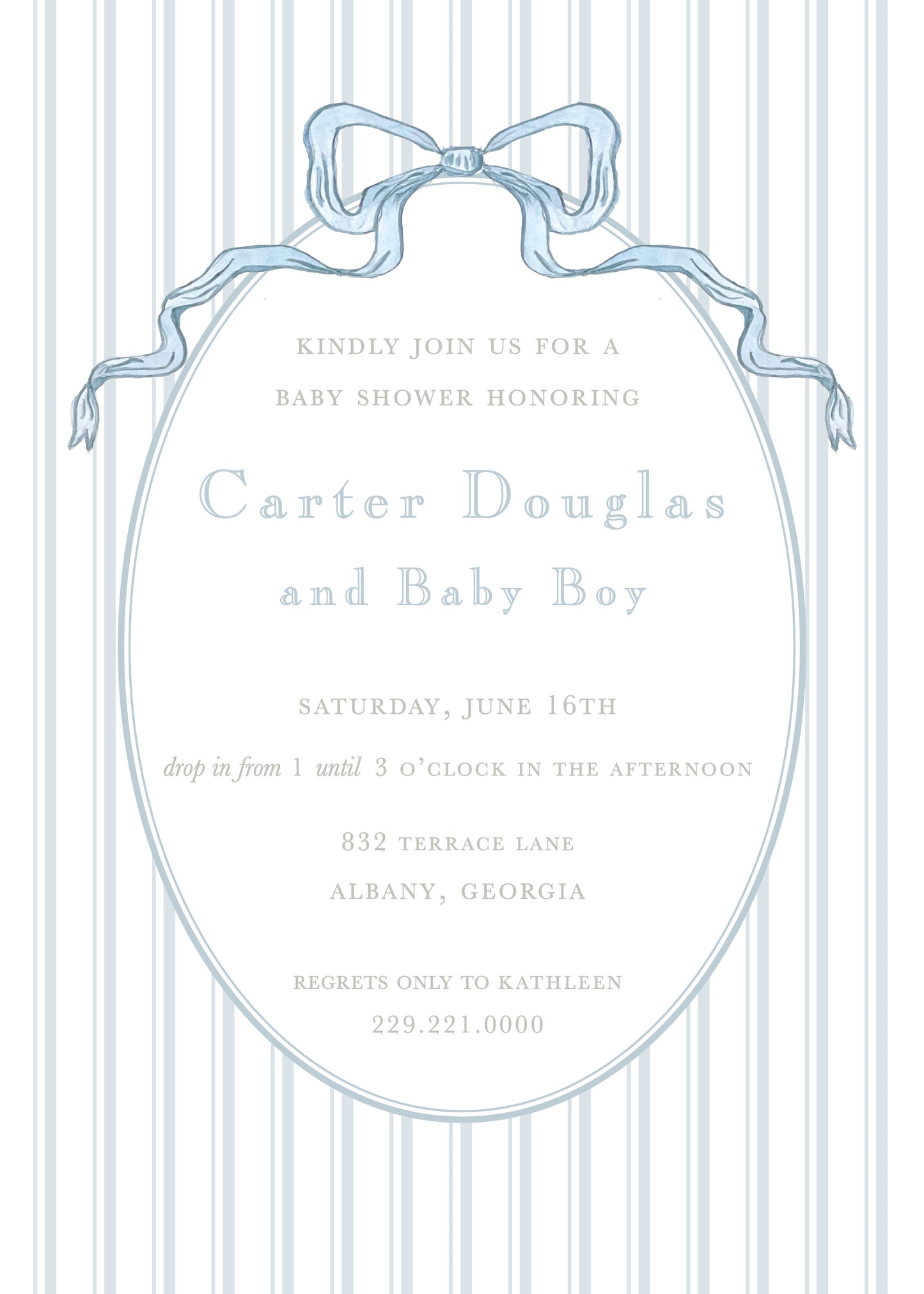 Watercolor Ribbon Ticking Invitation