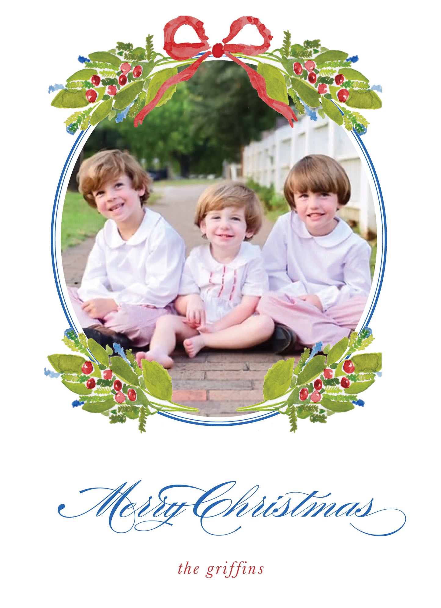 Holly and Berry Sprig Christmas Card