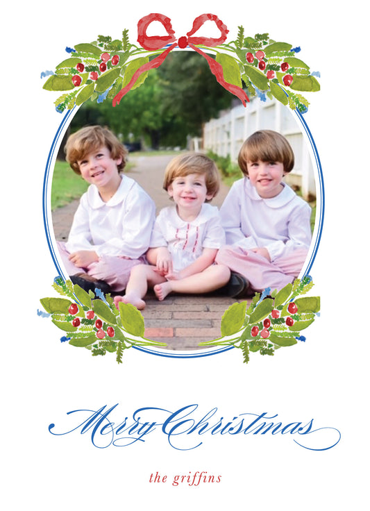 Holly and Berry Sprig Christmas Card