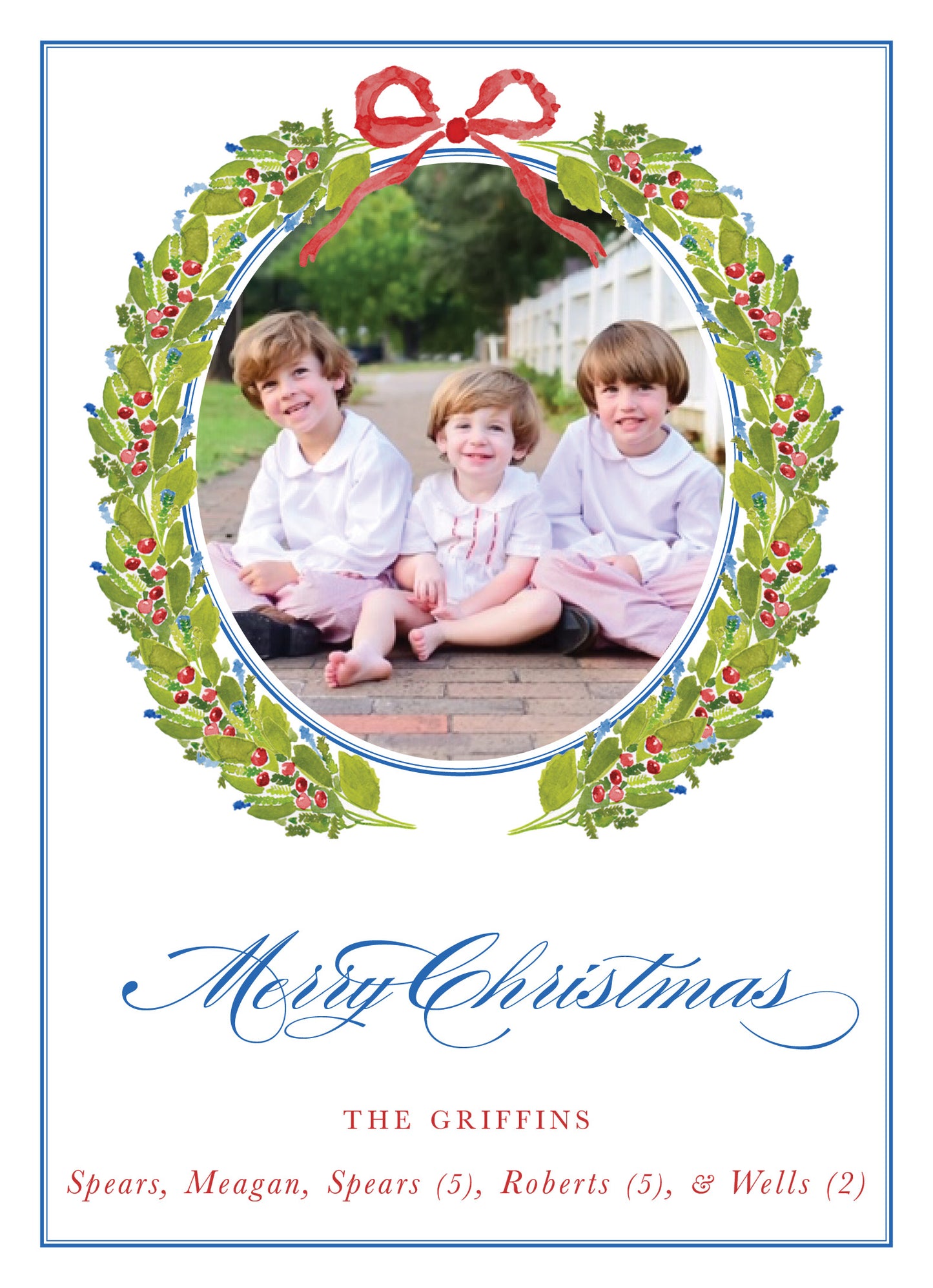Holly and Berry Border Christmas Card