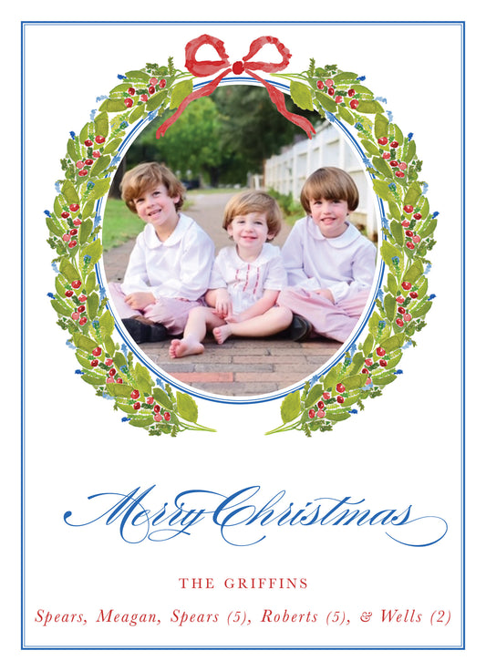 Holly and Berry Border Christmas Card