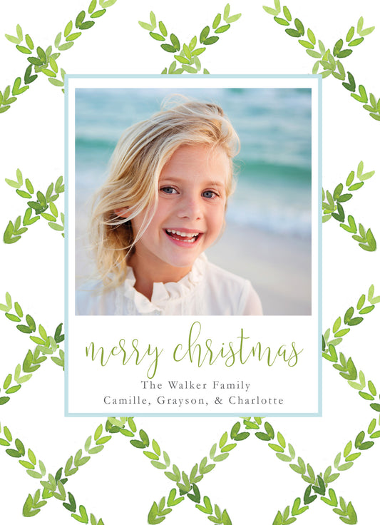 Watercolor Trellis Christmas Card