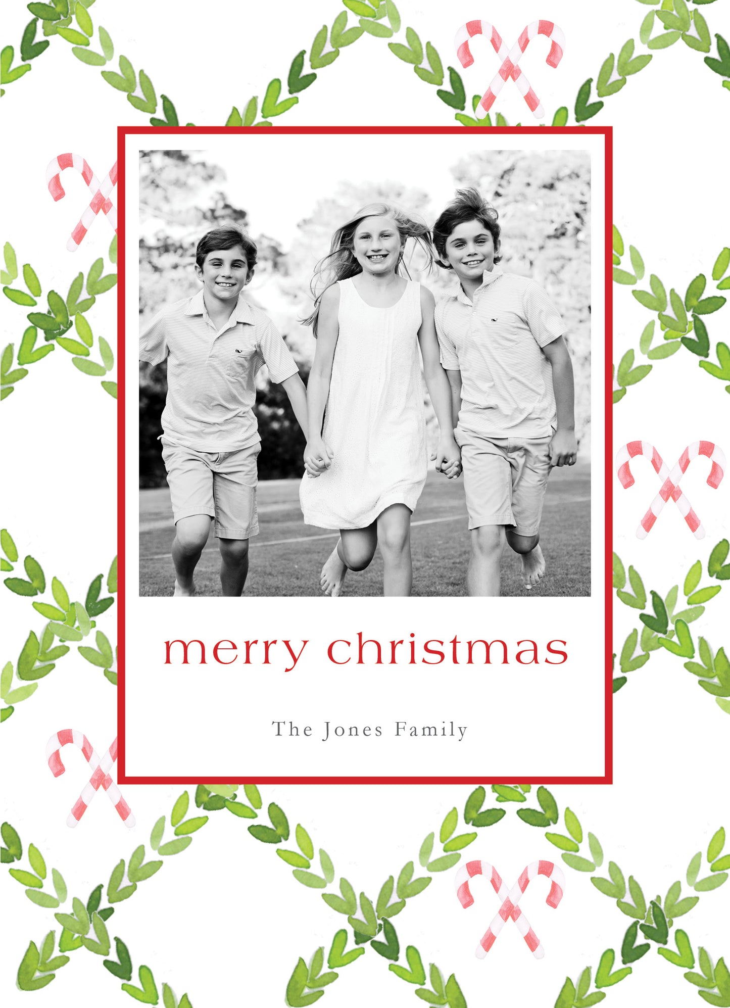 Candy Cane Trellis Christmas Card