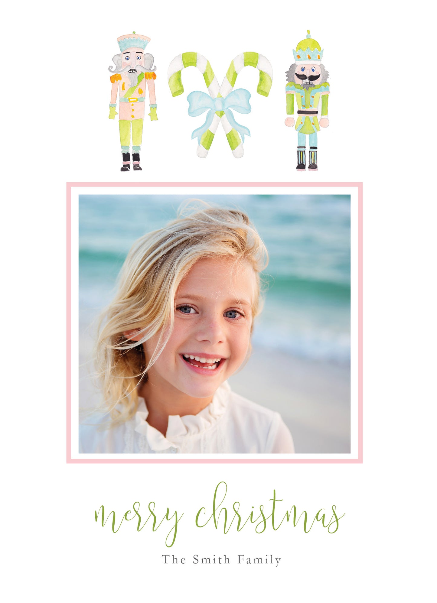Vertical Nutcracker Candy Cane Christmas Card