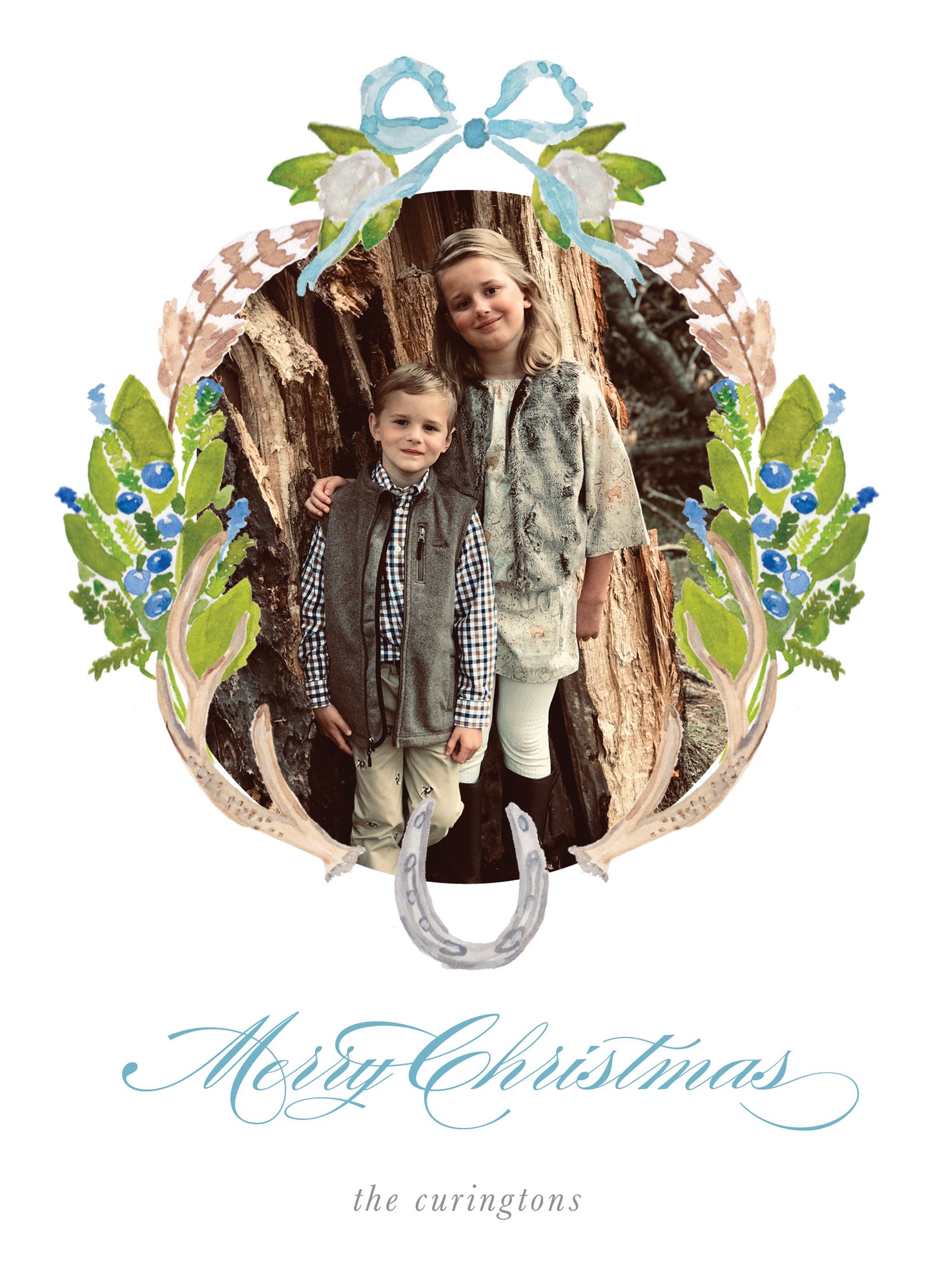 Woodland Watercolor Christmas Card