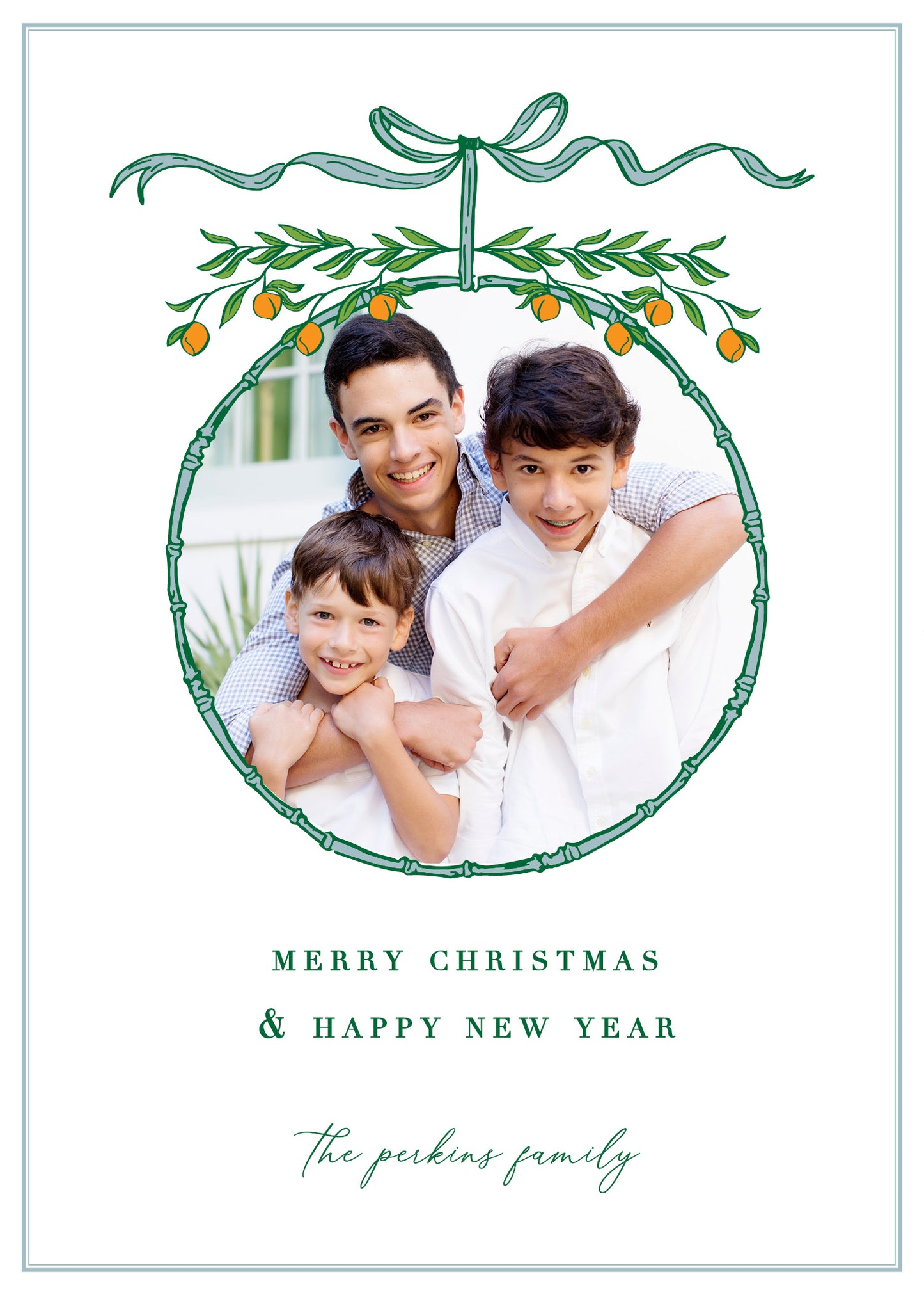 Orange and Bamboo (White) Christmas Card