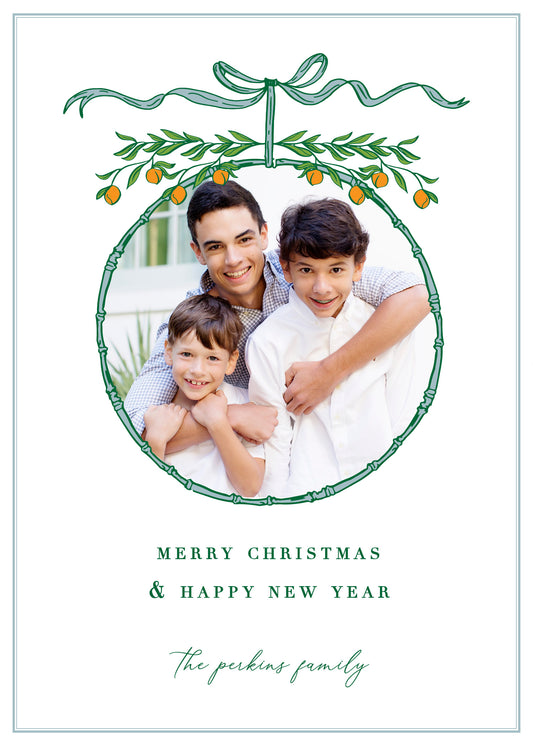 Orange and Bamboo (White) Christmas Card
