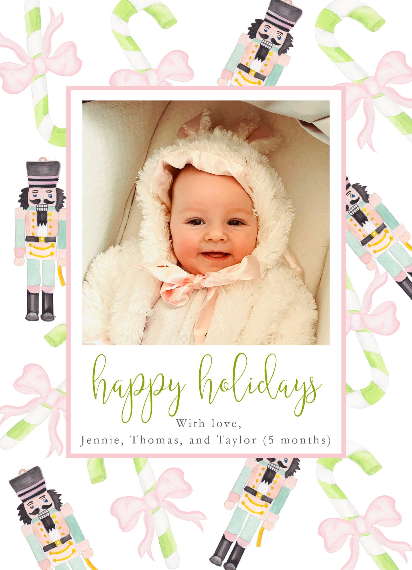 Nutcracker and Candy Cane Christmas Card