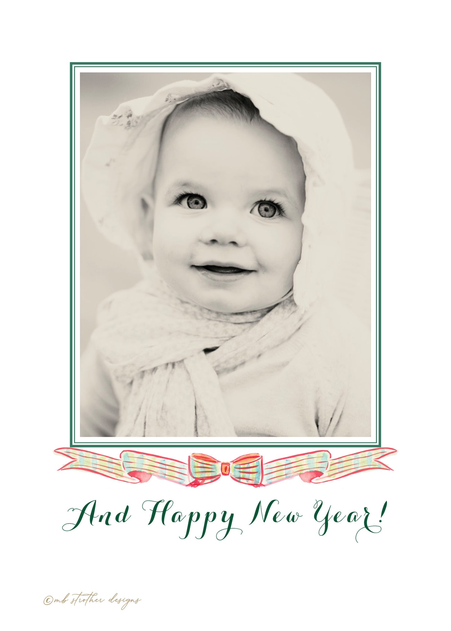 Plaid Ribbon & Pine Christmas Card
