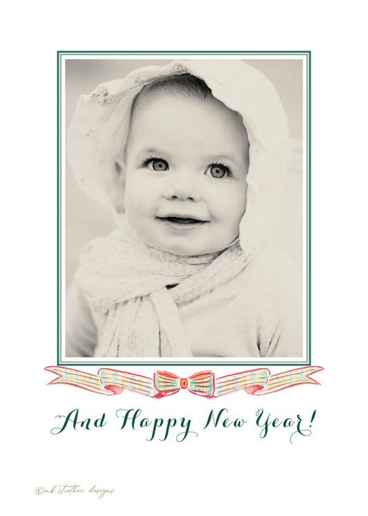 Plaid Ribbon & Pine Christmas Card