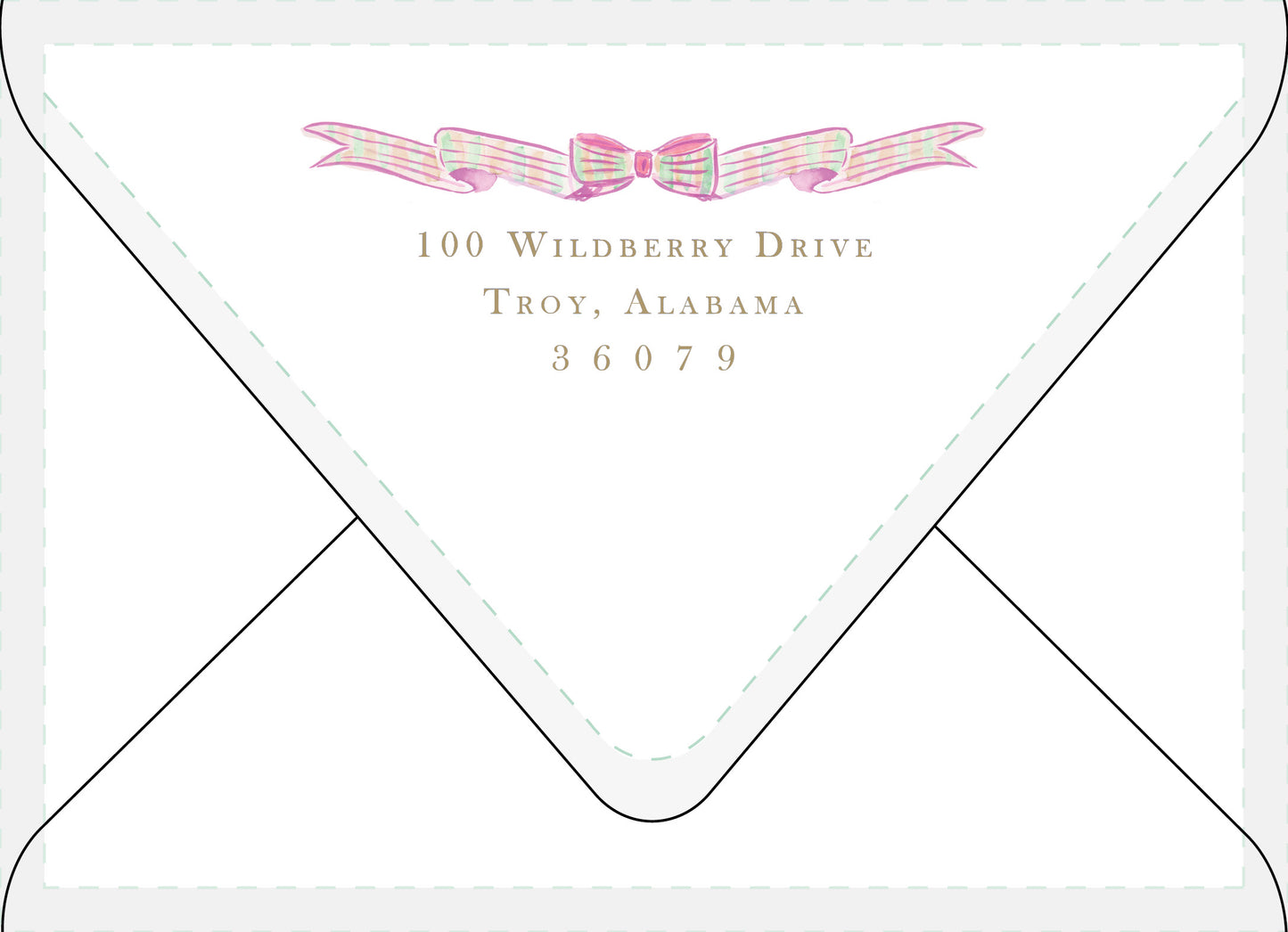 Pink Plaid Ribbon & Pine Christmas Card