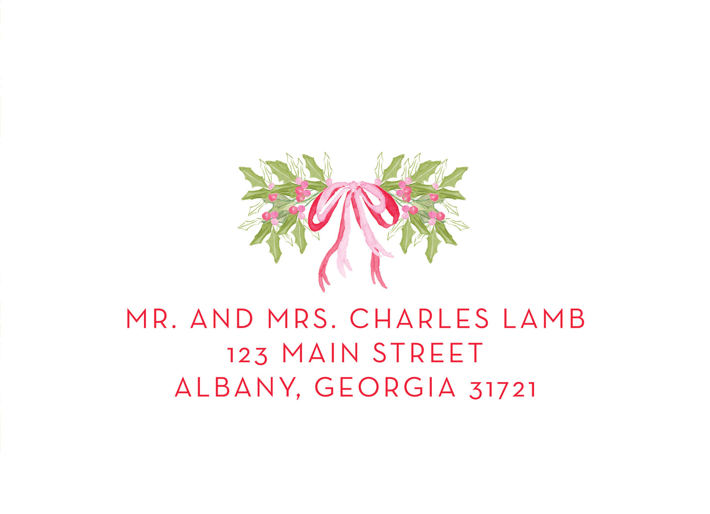 Pink and Red Holly Christmas Card