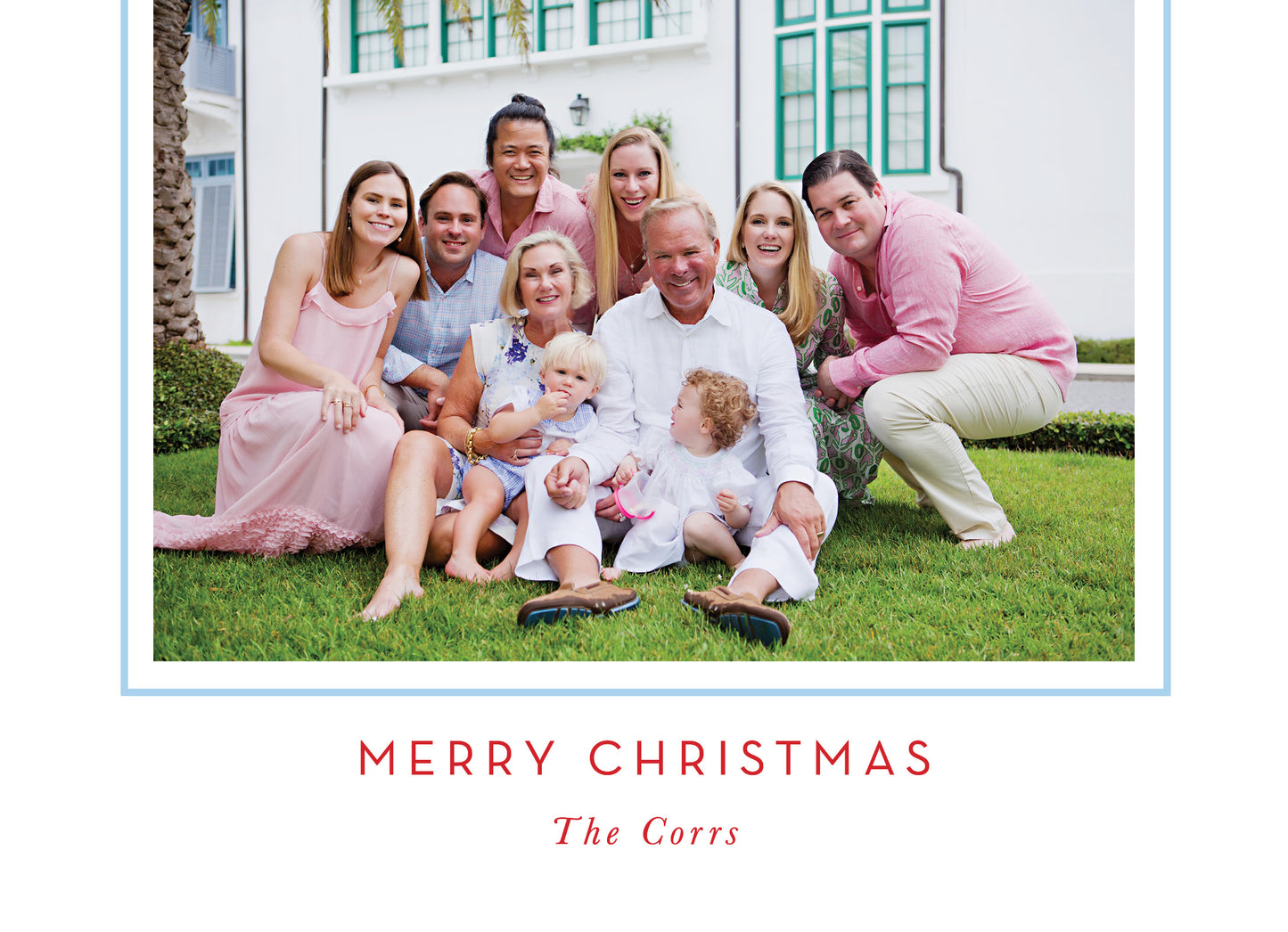 Blue Border Christmas Card