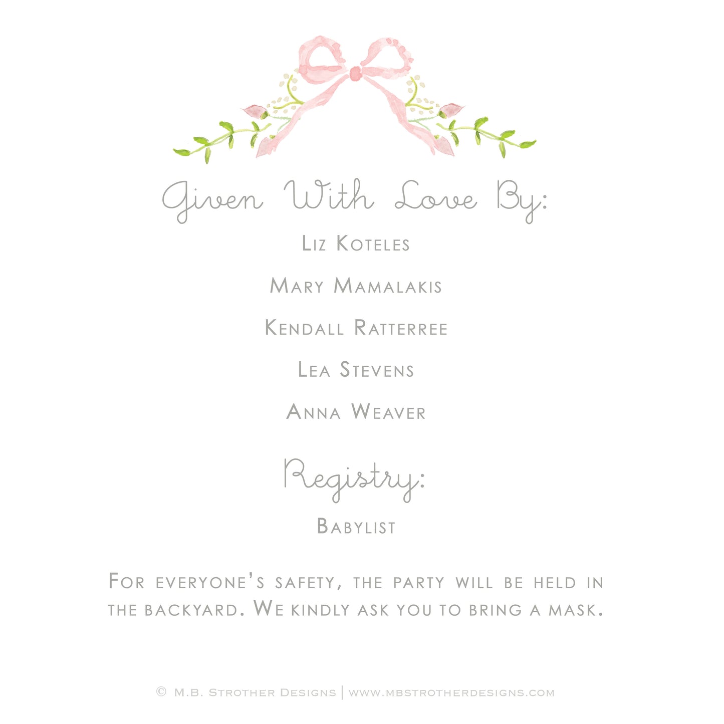 Rosebud and Pink Ribbon Invitation