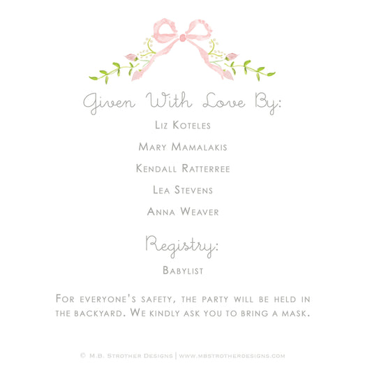 Rosebud and Pink Ribbon Invitation