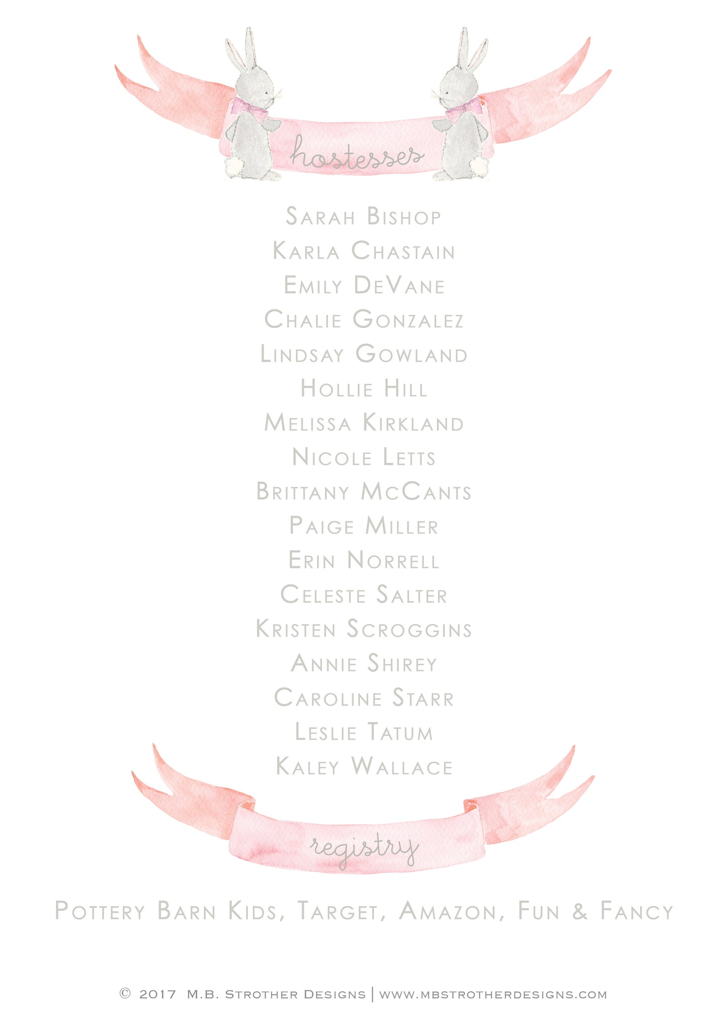 Pink Bunny Crest Invitation