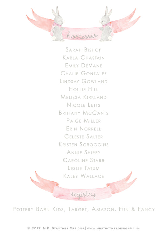 Pink Bunny Crest Invitation