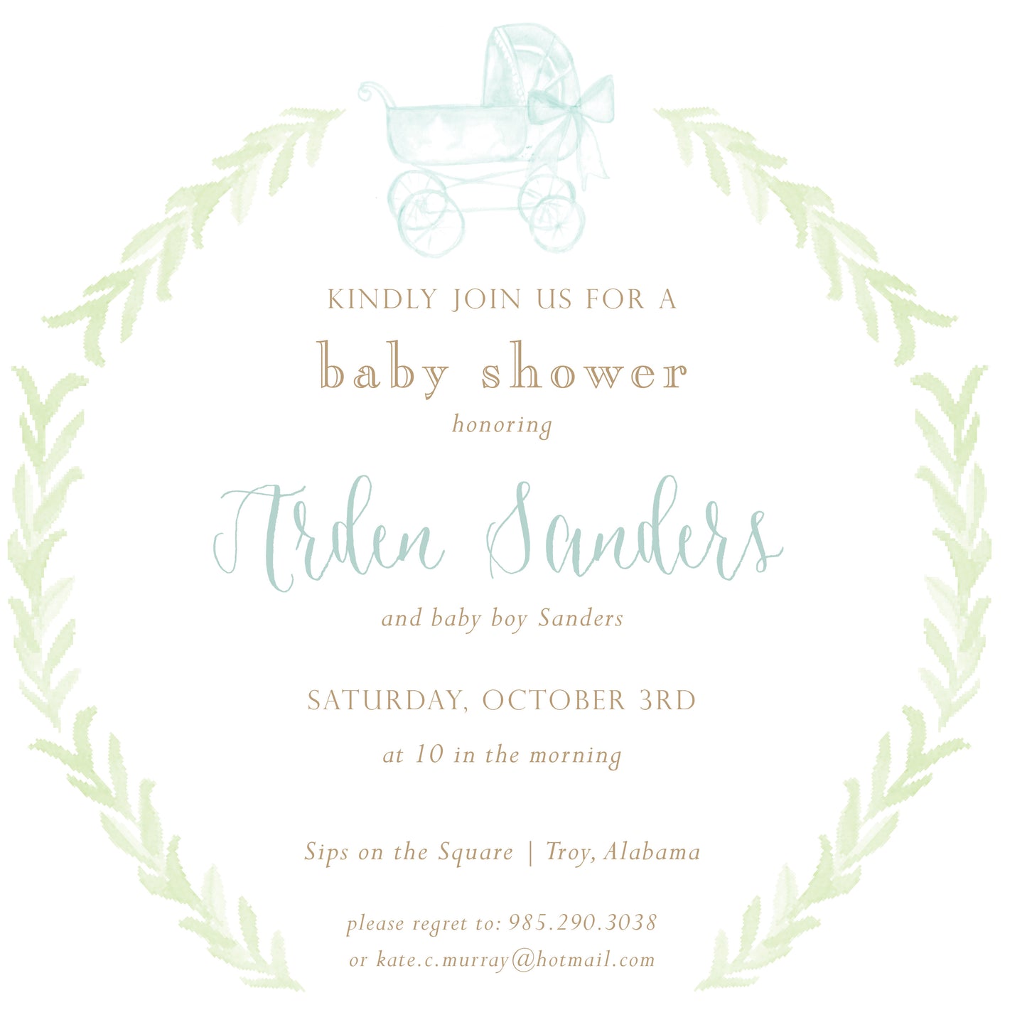 Pram and Laurel Invitation
