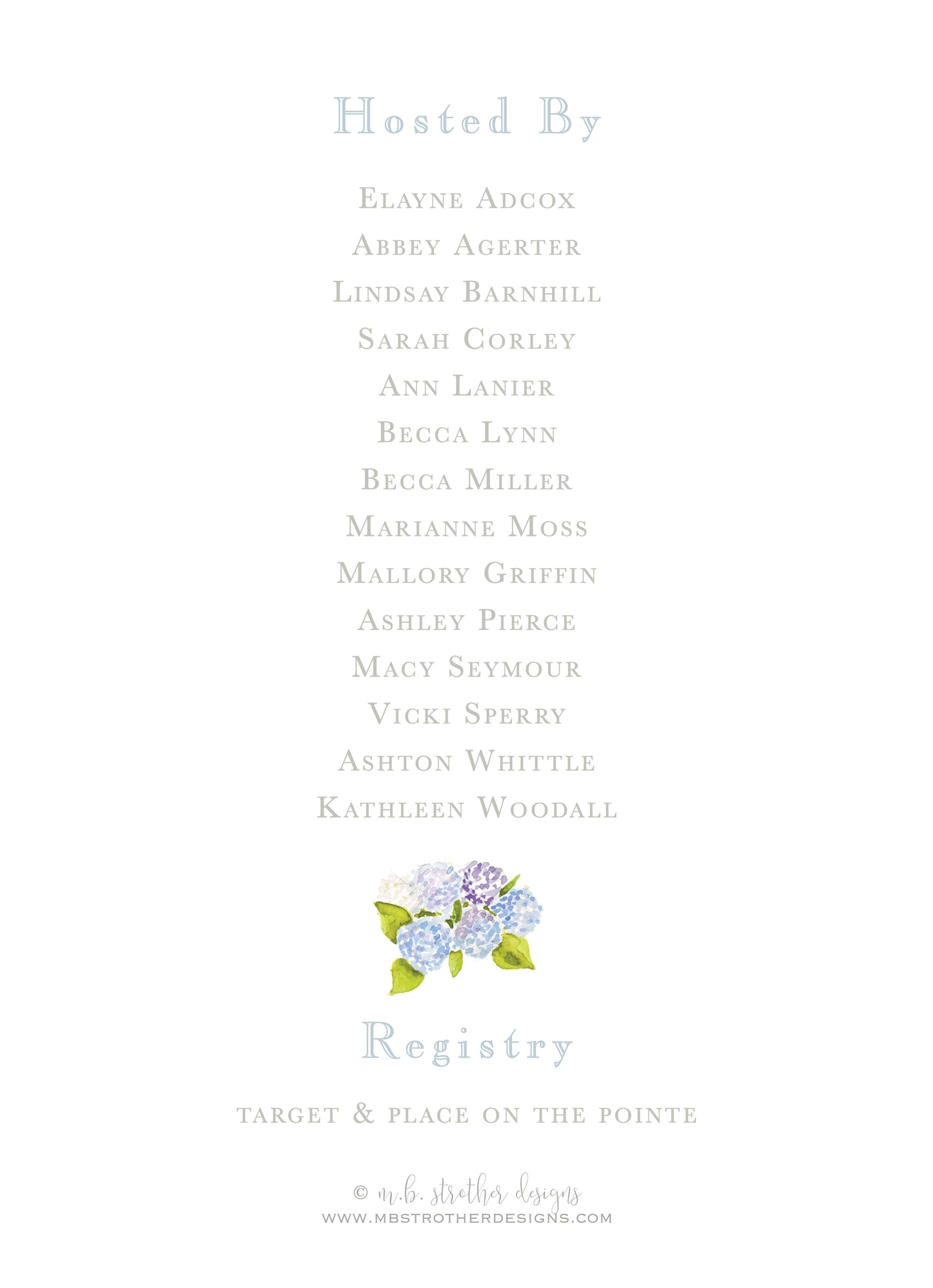 Hydrangea and Buffalo Check Invitation