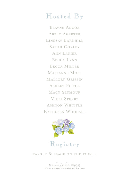 Hydrangea and Buffalo Check Invitation