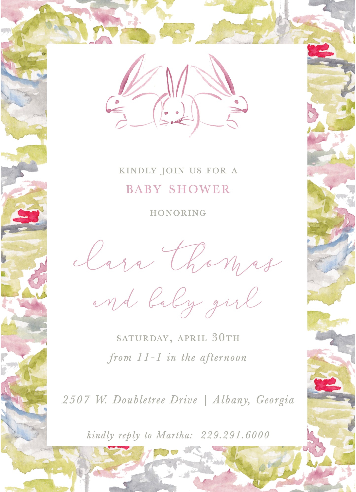 Bunny Invitation with Abstract Background