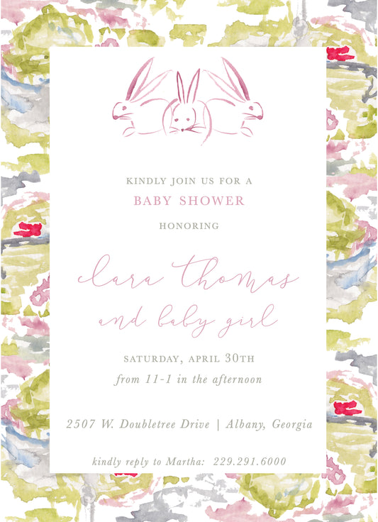 Bunny Invitation with Abstract Background