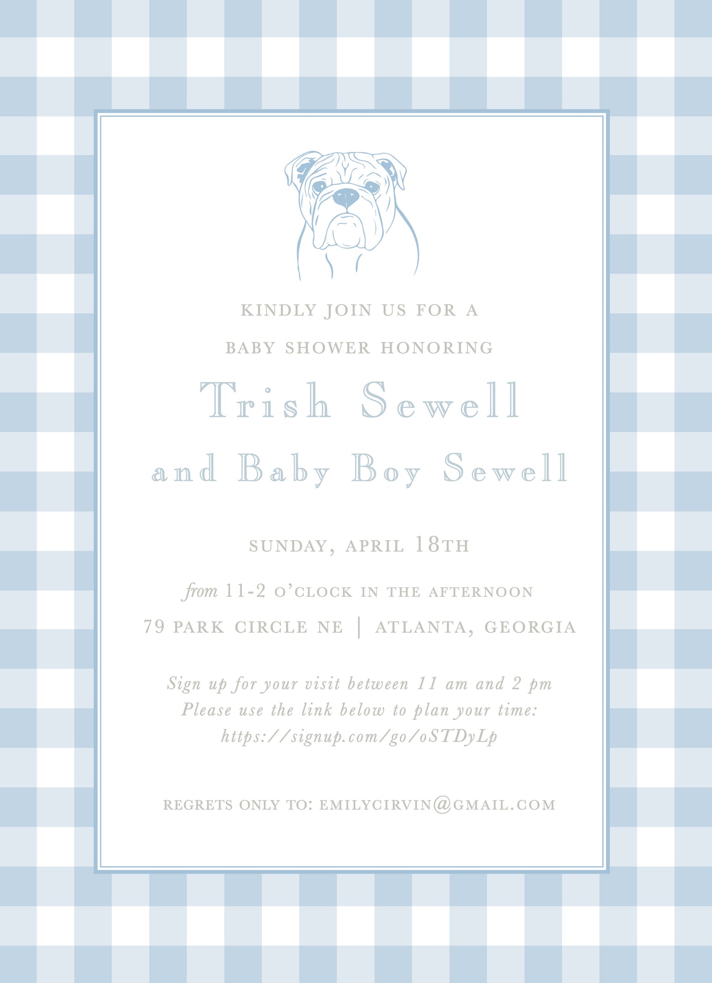 Bulldog Gingham Invitation