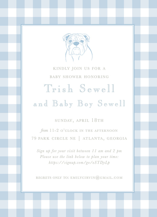 Bulldog Gingham Invitation