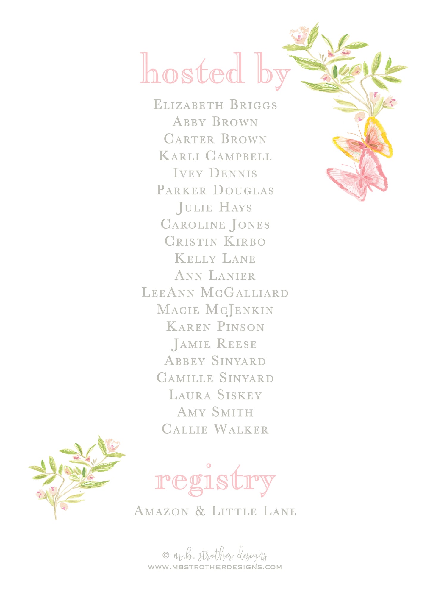 Pink and Yellow Butterfly Garden Invitation