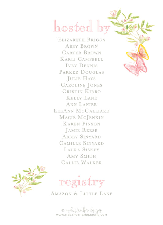 Pink and Yellow Butterfly Garden Invitation