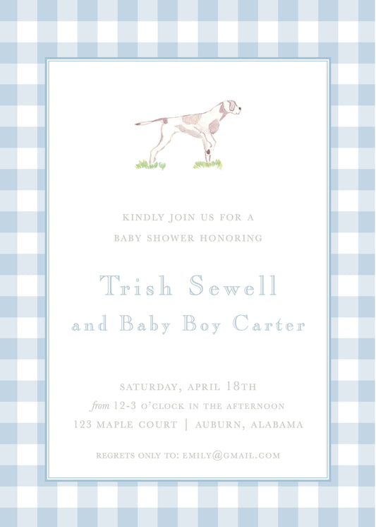 Gingham and Watercolor Dog Invitation
