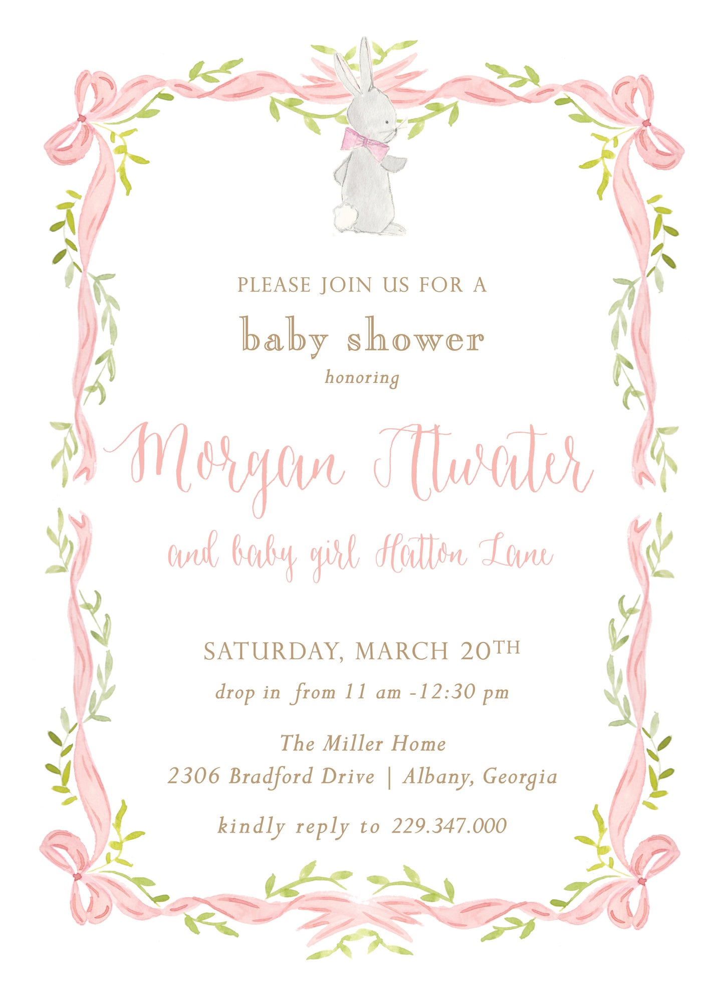 Bunny and Bows Invitation