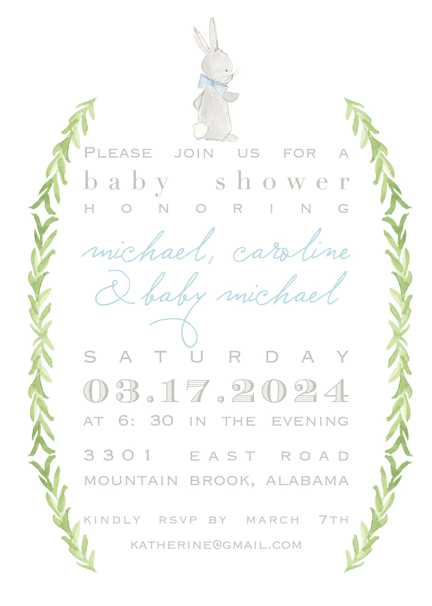Bunny and Laurel Invitation