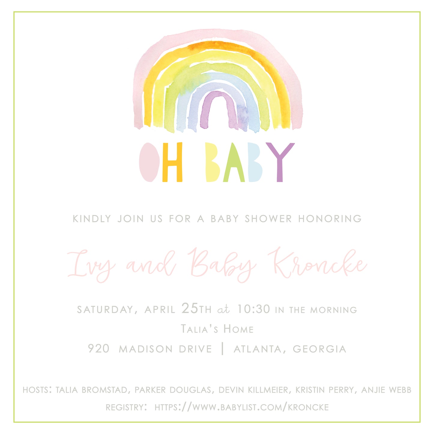 Rainbow Shower Invitation