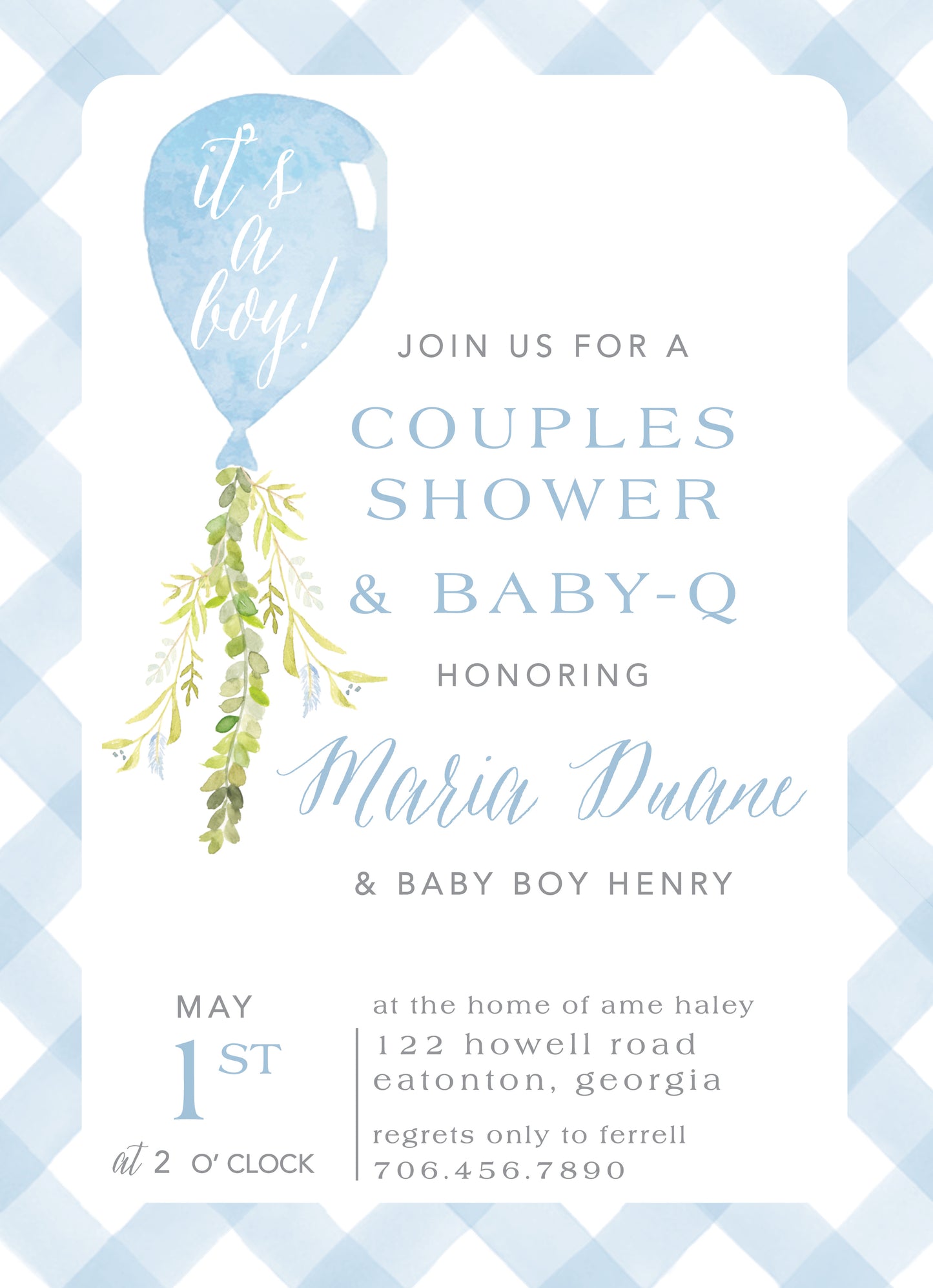 Gingham Baby Shower Invitation