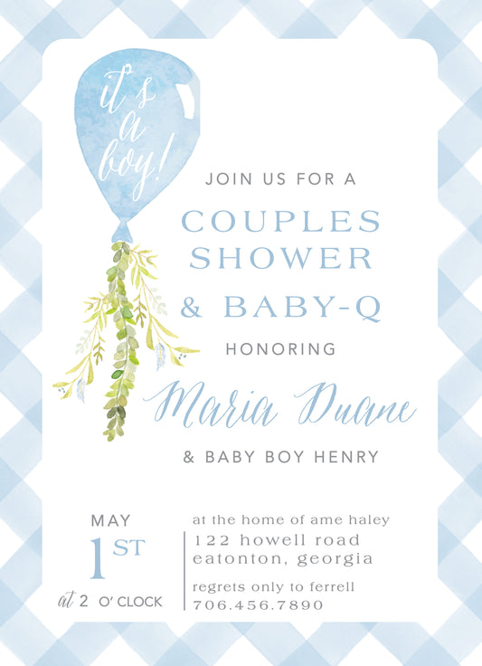 Gingham Baby Shower Invitation