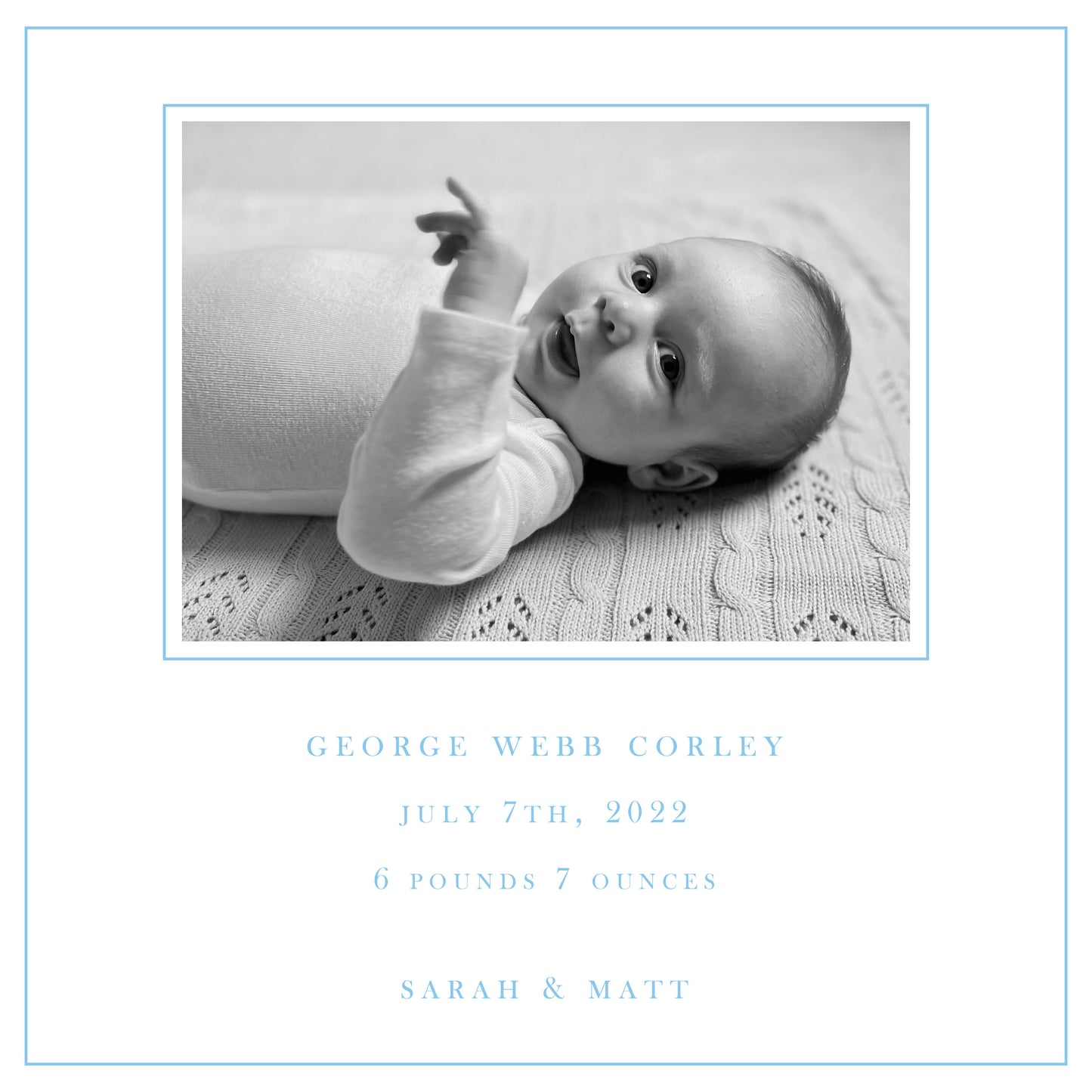 Simple Blue Birth Announcement