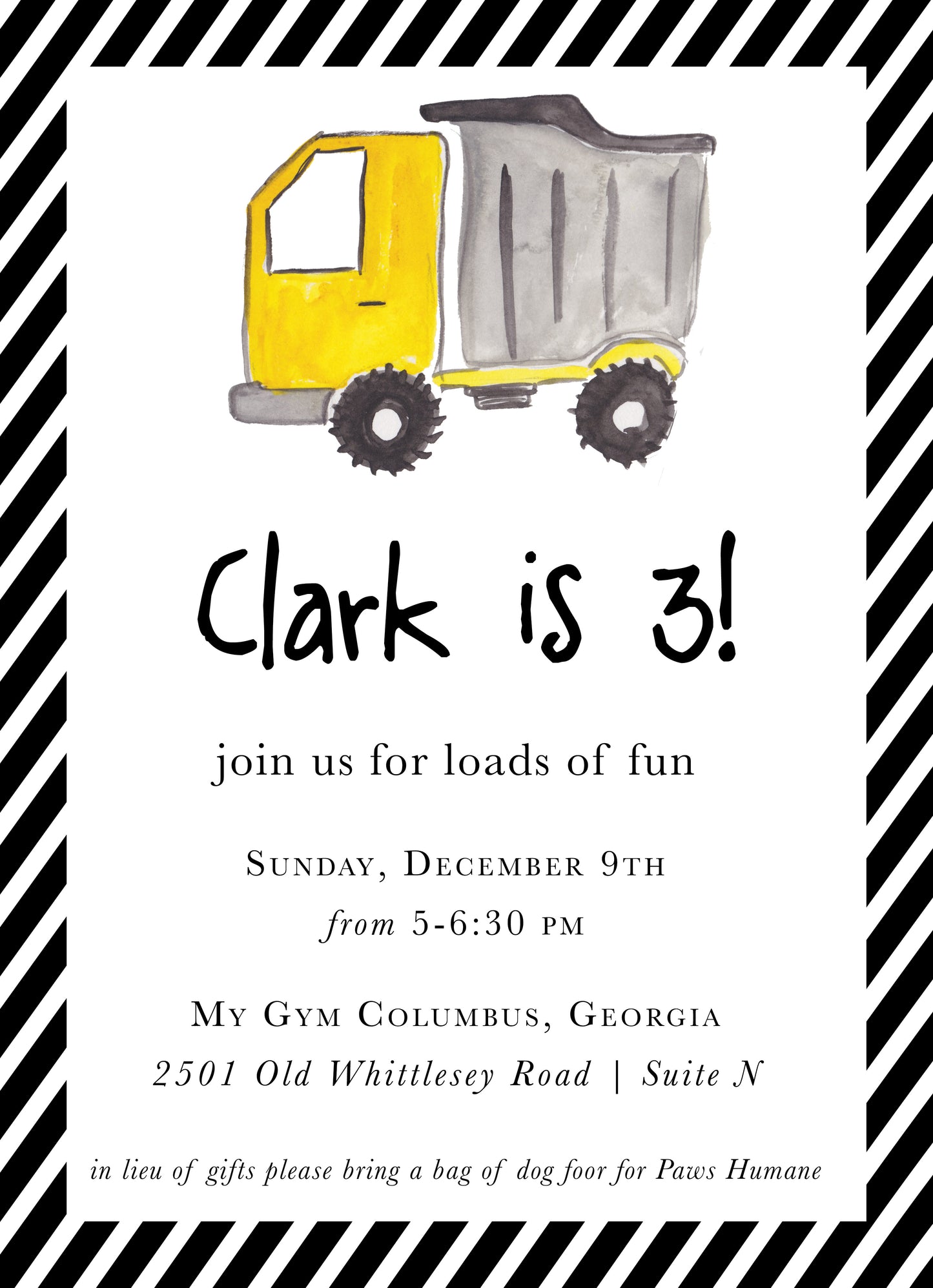 Loads of Fun Dump Truck Invitation