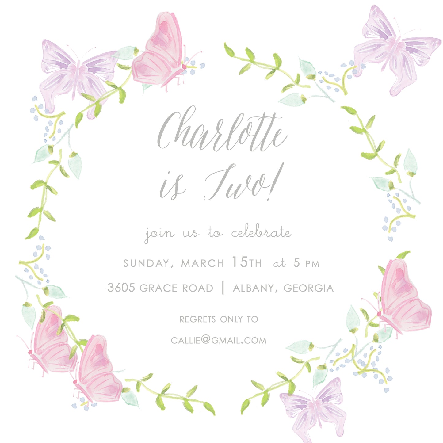 Butterfly Garden Invitation