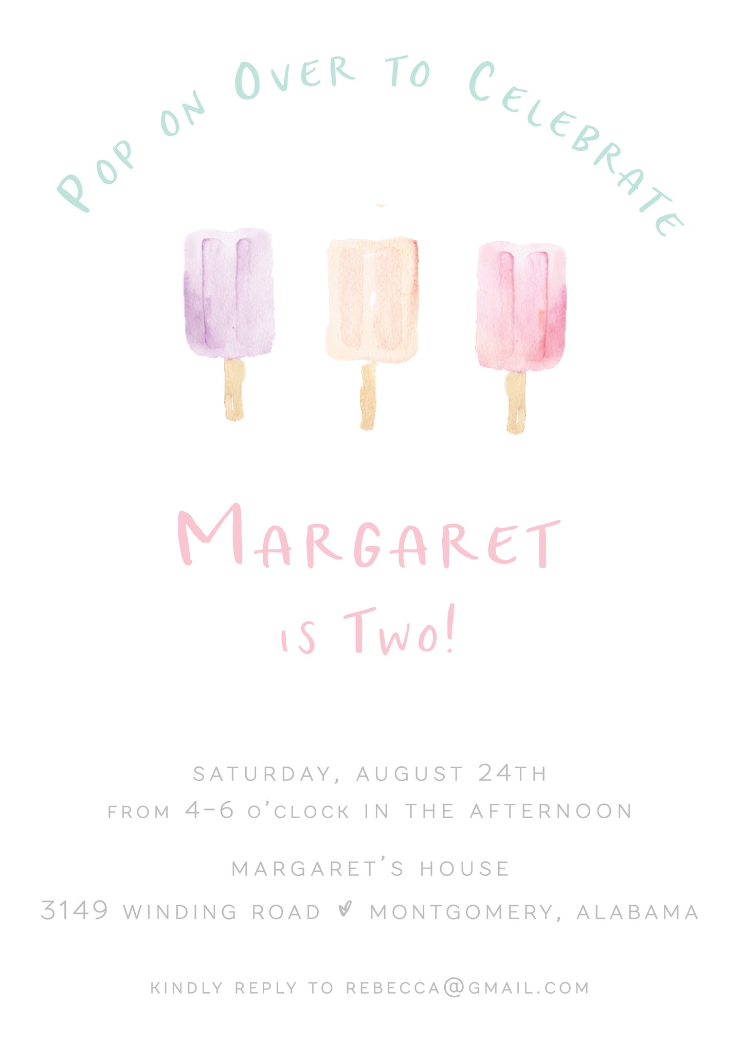 Pink and Purple Popsicle Invitation