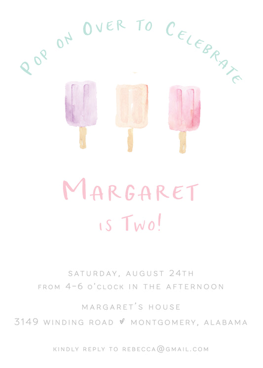 Pink and Purple Popsicle Invitation