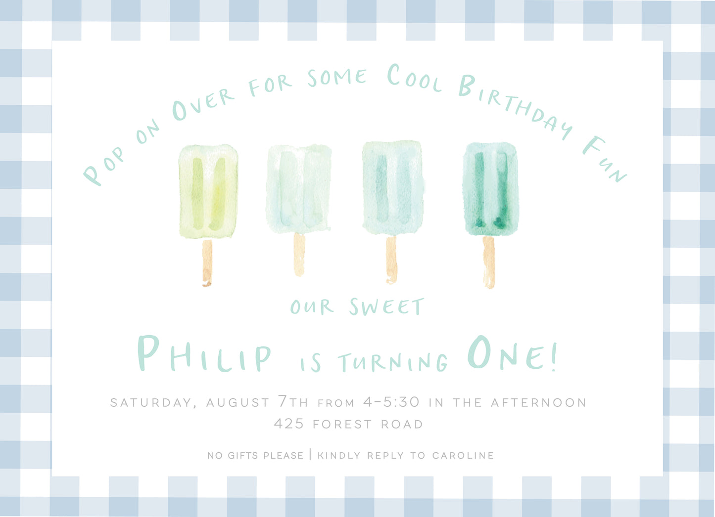 Blue and Green Popsicle Invitation